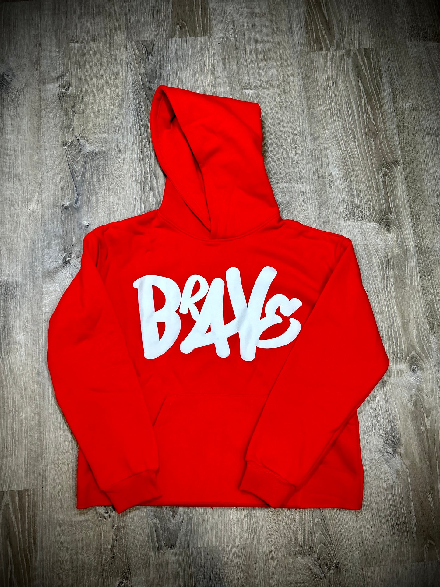 Brave Oversized Cropped Hoodie "3D Puff Letters"