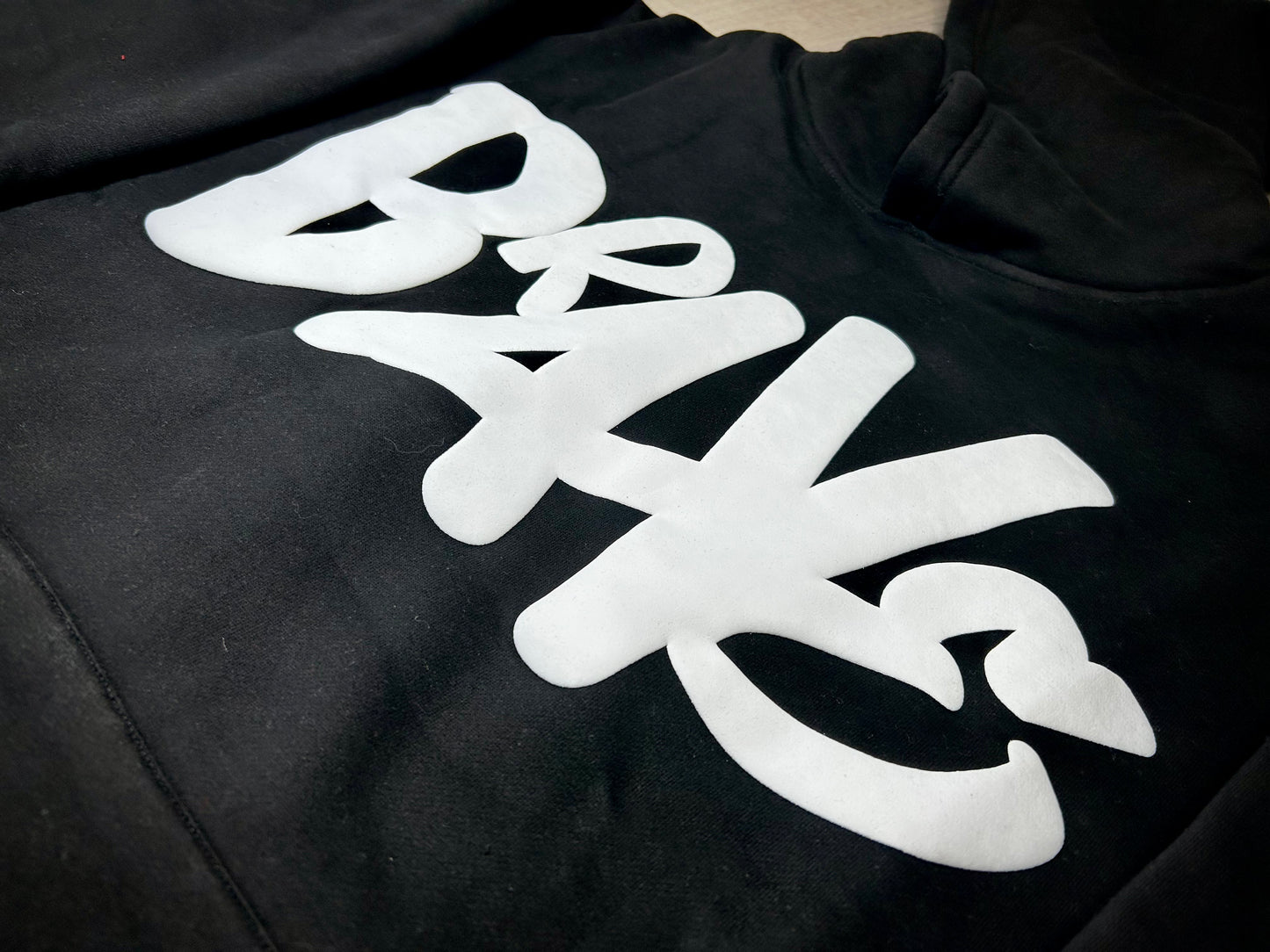Brave Oversized Cropped Hoodie "3D Puff Letters"