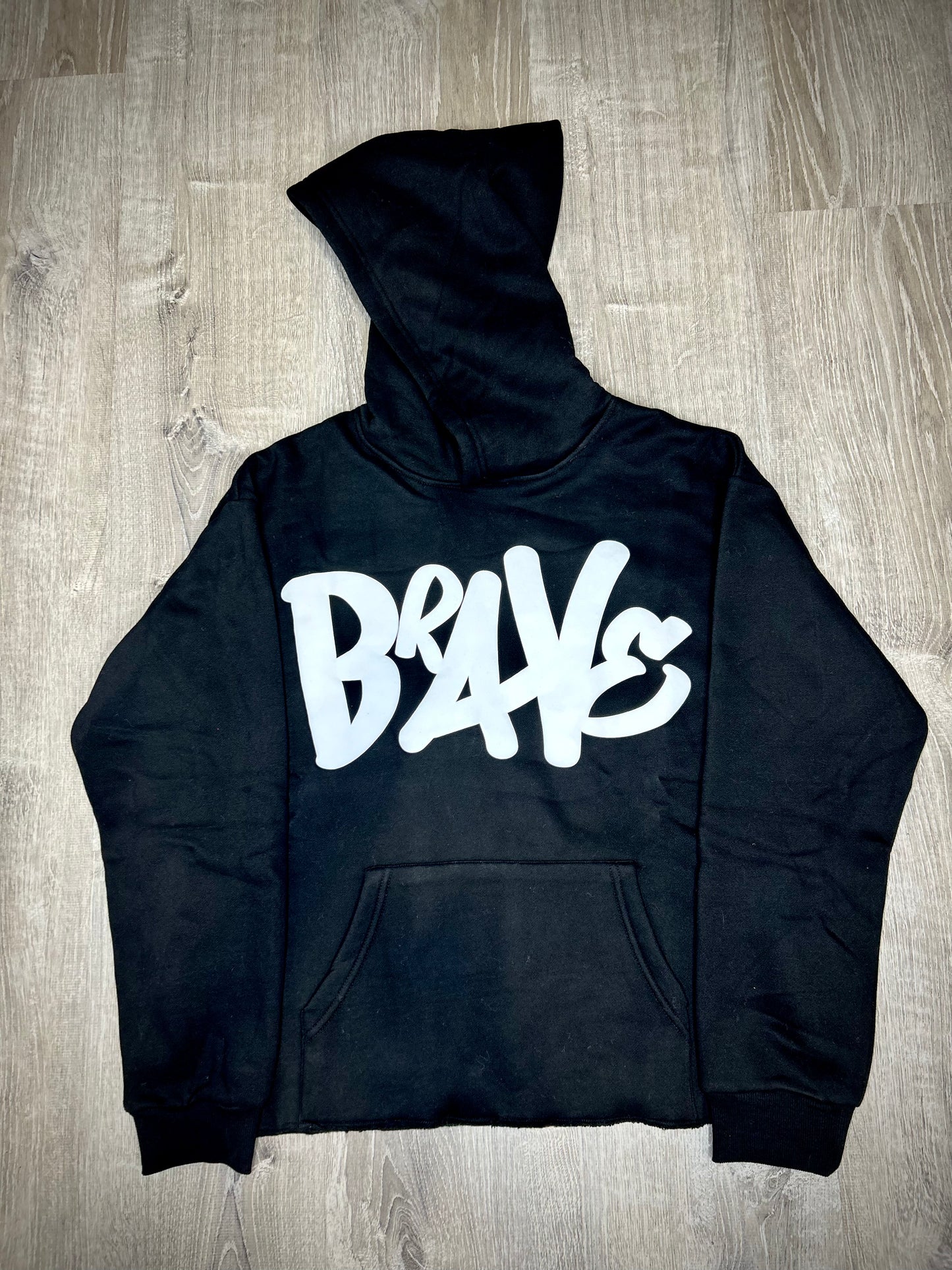 Brave Oversized Cropped Hoodie "3D Puff Letters"