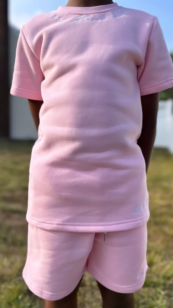Kids Embroidery Crewneck Long Sleeve And Shorts Combo