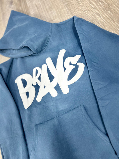 Brave Oversized Cropped Hoodie "3D Puff Letters"