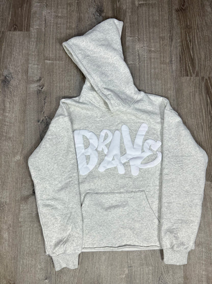 Brave Oversized Cropped Hoodie "3D Puff Letters"